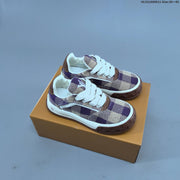 Louis Vuitton Trainer Low Sneaker in Purple and Beige Check