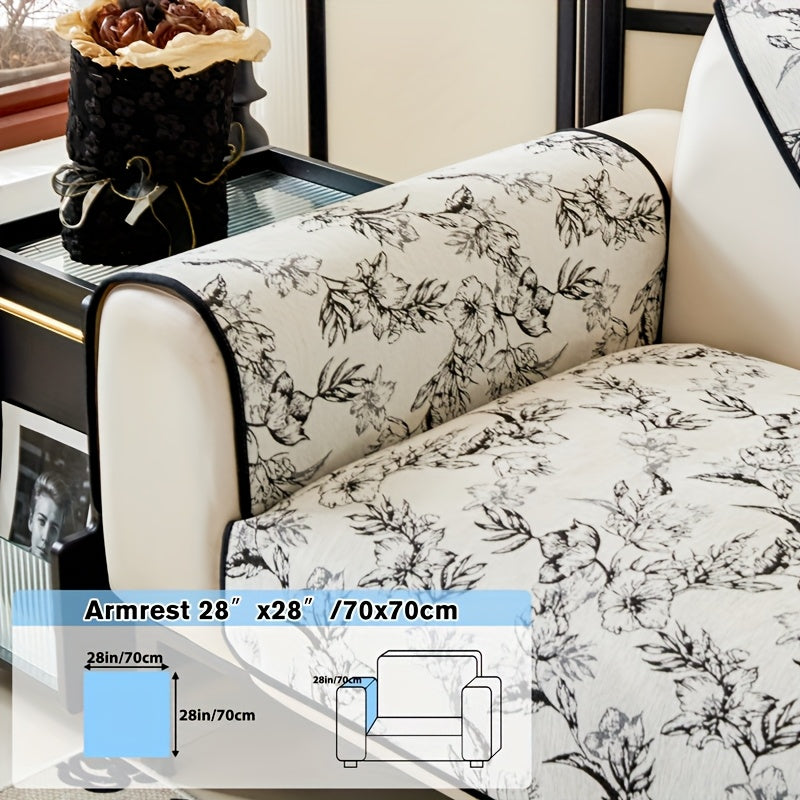 1pc of Chenille Sofa Cushion, a New High-Quality, Dust-Resistant Seat Cushion with Backrest Towel, Suitable for All Seasons, Universally Anti-Slip And Resistant to Cat Scratches, Machine Washable And Can Also Be Hand Washed