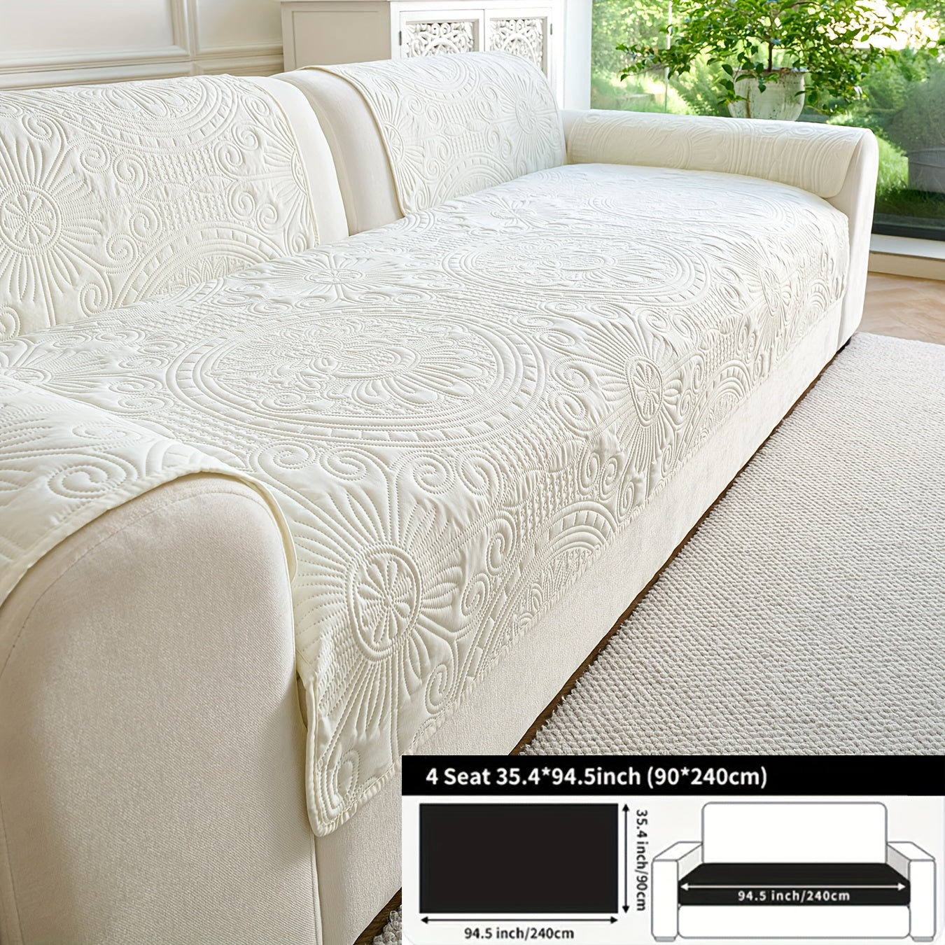 - (Yuanxin) a Single Solid Color Sofa Cushion, Featuring a Modern Ultrasonic Embossing Design, Available in Various Styles And Sizes Suitable for Different Settings, a Universal Non-Slip Sofa Cover for All Seasons, And a Furniture Protection Cover