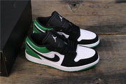 Air Jordan 1 Low Black Green White Sneakers 553558-113