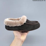 UGG Classic Mini Dipper Suede Slippers with Faux-Fur Trim