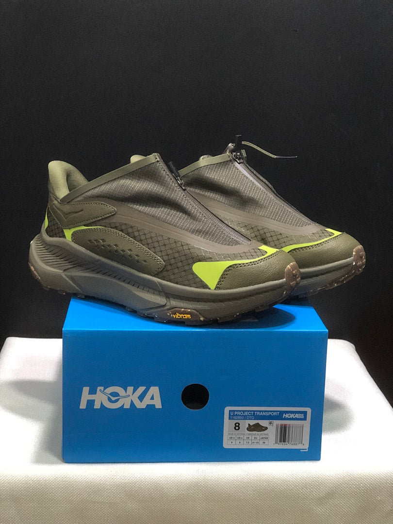 HOKA Project Transport Zip Sneakers in Olive Green