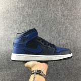 Air Jordan 1 Mid Black and Royal Blue High-Top Sneakers