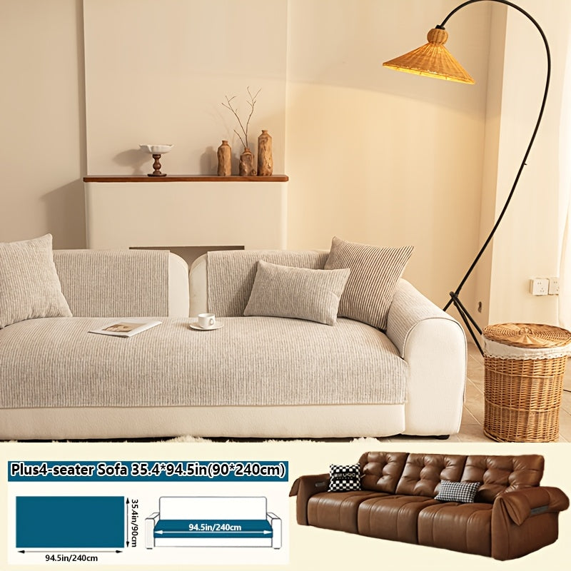 1pc Modern Striped Sofa Cushion, Non-Slip and Pet-Friendly Sofa Cushion, Suitable for 1-4 Seats, Soft and Comfortable Living Room Decor, Machine Washable Polyester, Gray, Beige, and Coffee Brown Stylish Abstract Design, Pet-Friendly Non-Slip Cover