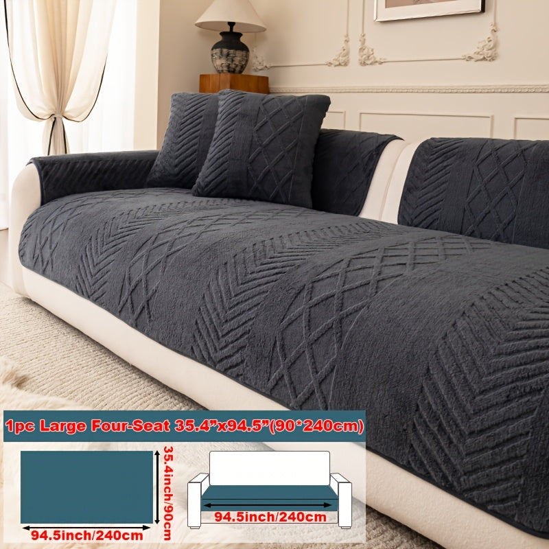 1pc of Multi-Color Plush Sofa Cushion, Cat Scratch Resistant, Machine Washable, Non-Slip Breathable Sofa Cover - First Encounter