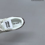 Miu Miu Women's White and Gray Lace-Up Sneakers