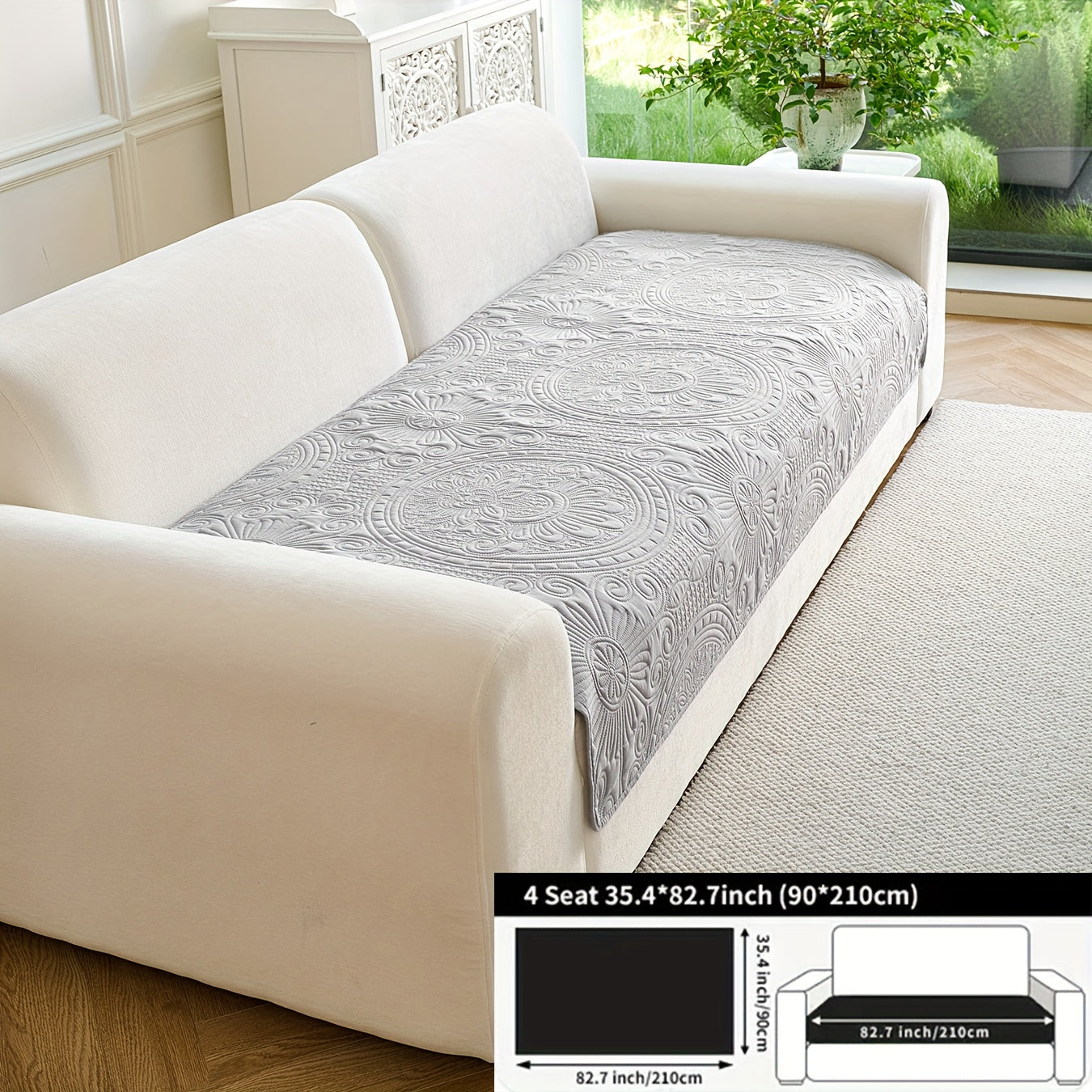 - (Yuanxin) a Single Solid Color Sofa Cushion, Featuring a Modern Ultrasonic Embossing Design, Available in Various Styles And Sizes Suitable for Different Settings, a Universal Non-Slip Sofa Cover for All Seasons, And a Furniture Protection Cover