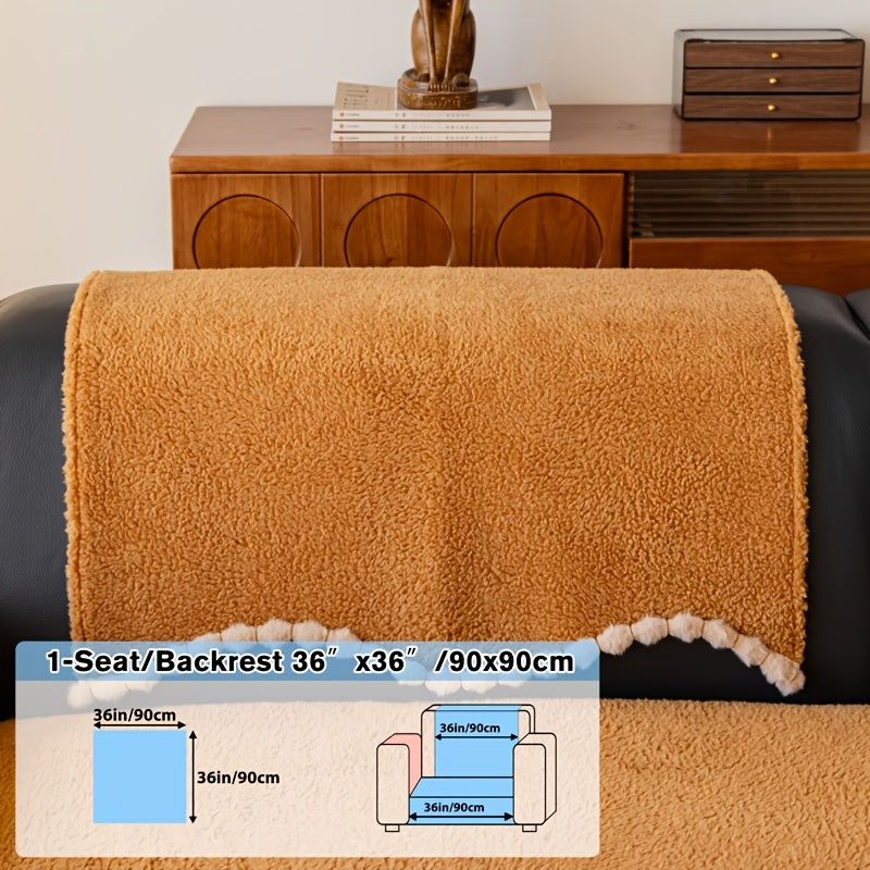 1pc of Solid Color Cushion with Ball Edge Decoration, Perfect for Adding Warmth to Your Home During Winter. This Anti-Slip, Pet-Friendly Cushion Is Suitable for All Seasons And Ideal for Use in Bedrooms, Living Rooms, And Offices