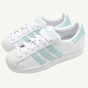 Adidas Originals Women's White/Aqua Superstar 2 Shoes, JH7060 (No Box)