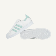 Adidas Originals Women's White/Aqua Superstar 2 Shoes, JH7060 (No Box)