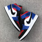 Air Jordan 1 Mid Blue Red Black White Sneakers