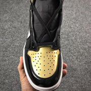 Jordan 1 High Mismatched Black Gold White Sneakers