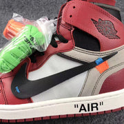 Off-White x Air Jordan 1 High Sneakers, Red and White