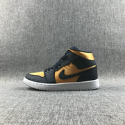 Air Jordan 1 Mid SE Black and Gold Sneakers 852542-401