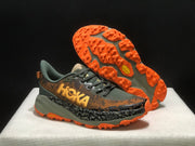 HOKA Speedgoat 6 Trail Running Shoes in Olive and Orange