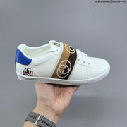Gucci White Low-Top Sneakers with Logo Webbing