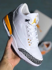 Jordan 3 Sneakers White Orange Adult Style