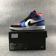 Air Jordan 1 Mid Blue Red Black White Sneakers