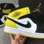 Air Jordan 1 Mid SE Black Yellow Toe Sneakers 852542-071