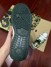 BAPE SK8 STA Low-Top Sneakers in Green Camo