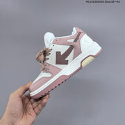 Off-White Low-Top Sneakers in White and Dusty Pink