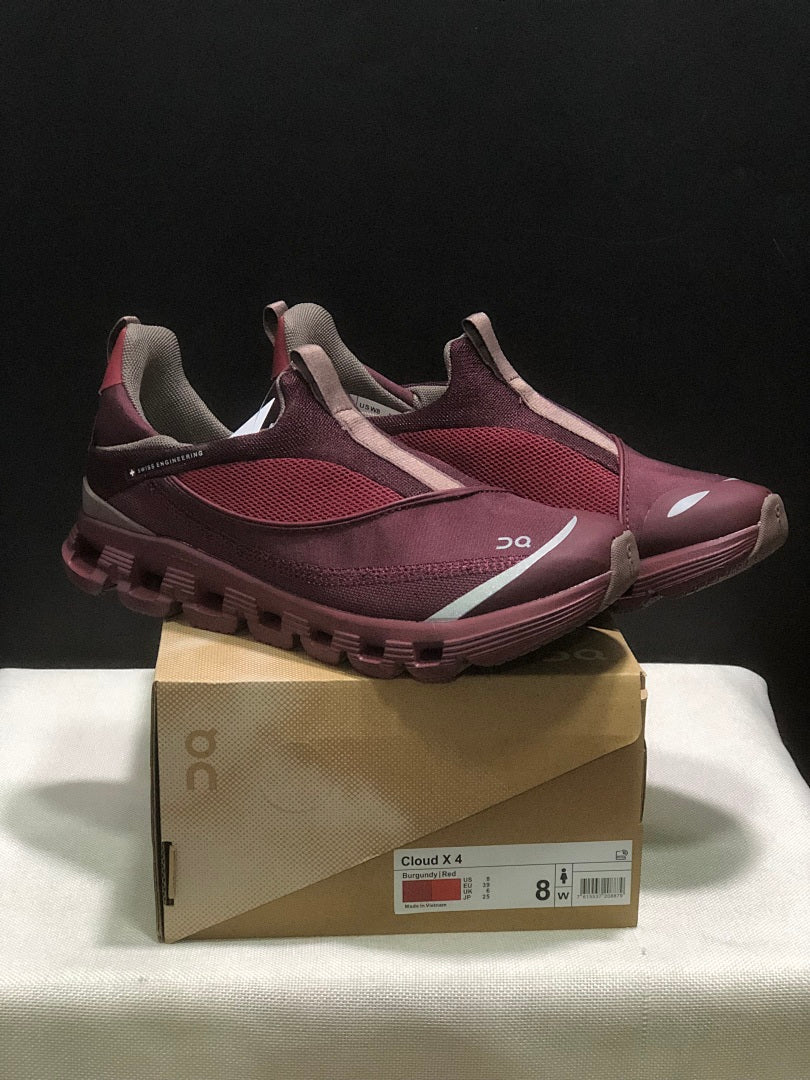 On Cloud X 4 Coast Slip-On Sneakers Burgundy Red