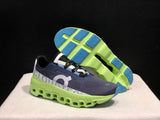 On Cloudmonster Running Shoes in Navy and Lime