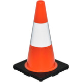 Global Industrial 18" Traffic Cone, Reflective, Black Base, 3 lbs (WB708146)