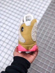 Air Jordan 13 CNY Sneakers in White, Gold and Pink
