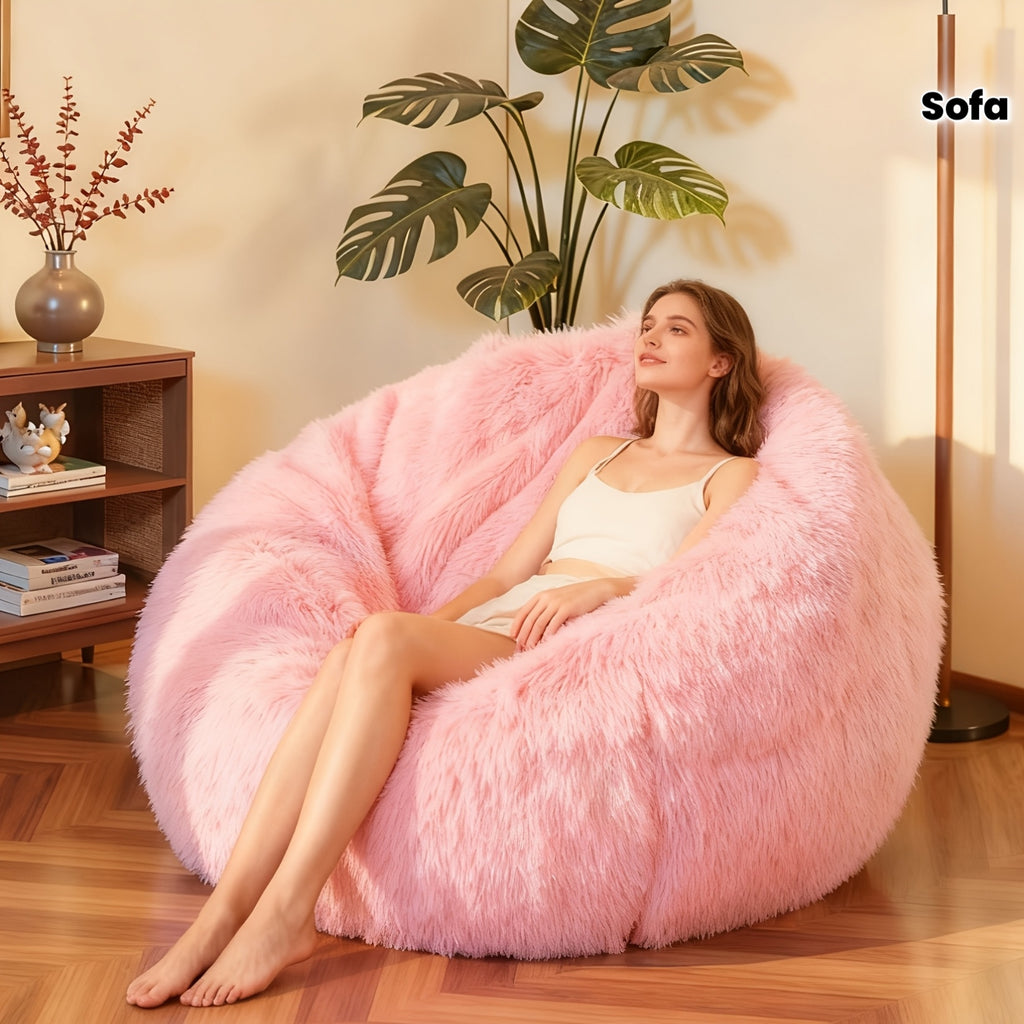 Comfort Chair Fluffy 3ft Plush Toy Storage Bean Bag Cover | No Filling, Faux Fur, Lazy Sofa