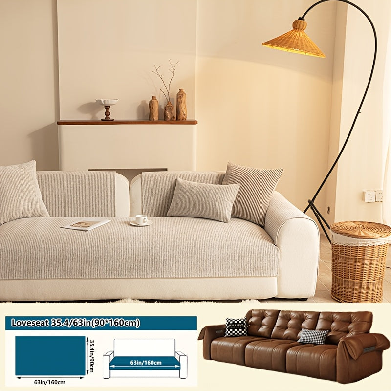 1pc Modern Striped Sofa Cushion, Non-Slip and Pet-Friendly Sofa Cushion, Suitable for 1-4 Seats, Soft and Comfortable Living Room Decor, Machine Washable Polyester, Gray, Beige, and Coffee Brown Stylish Abstract Design, Pet-Friendly Non-Slip Cover