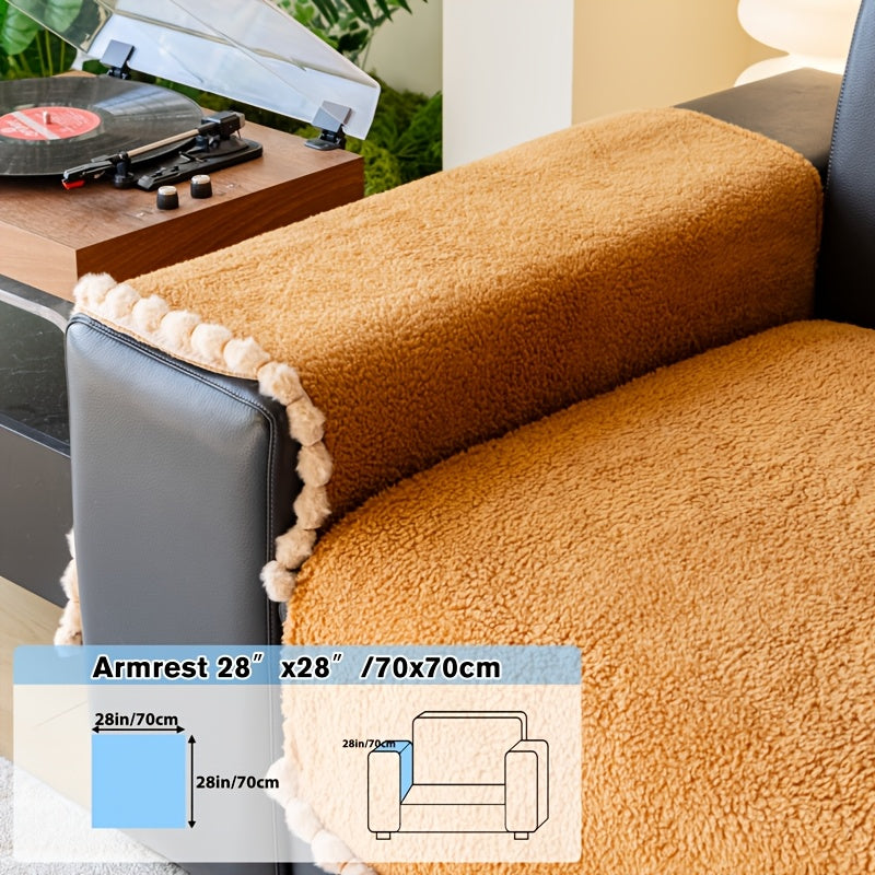 1pc of Solid Color Cushion with Ball Edge Decoration, Perfect for Adding Warmth to Your Home During Winter. This Anti-Slip, Pet-Friendly Cushion Is Suitable for All Seasons And Ideal for Use in Bedrooms, Living Rooms, And Offices