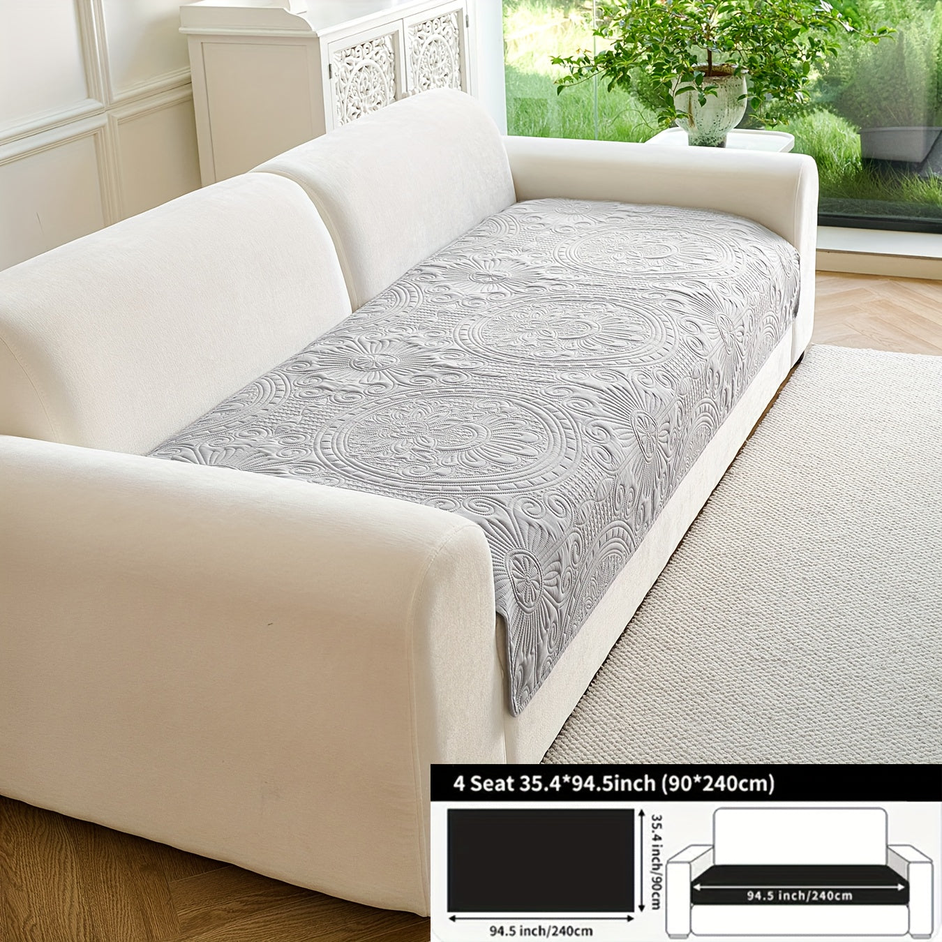 - (Yuanxin) a Single Solid Color Sofa Cushion, Featuring a Modern Ultrasonic Embossing Design, Available in Various Styles And Sizes Suitable for Different Settings, a Universal Non-Slip Sofa Cover for All Seasons, And a Furniture Protection Cover