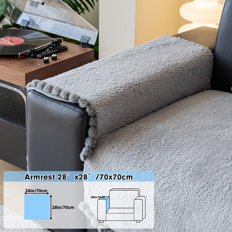 1pc of Solid Color Cushion with Ball Edge Decoration, Perfect for Adding Warmth to Your Home During Winter. This Anti-Slip, Pet-Friendly Cushion Is Suitable for All Seasons And Ideal for Use in Bedrooms, Living Rooms, And Offices