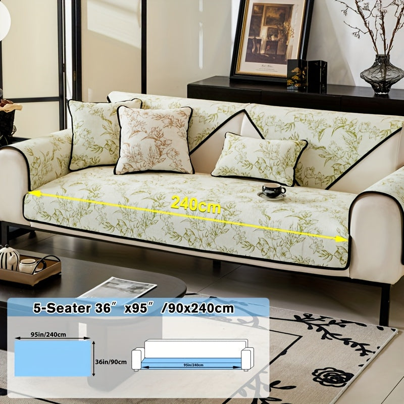 1pc of Chenille Sofa Cushion, a New High-Quality, Dust-Resistant Seat Cushion with Backrest Towel, Suitable for All Seasons, Universally Anti-Slip And Resistant to Cat Scratches, Machine Washable And Can Also Be Hand Washed