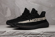 Yeezy 350 V2 Black and Cream Sneakers