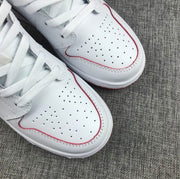 Air Jordan 1 Mid White and Red Sneakers 554725-103