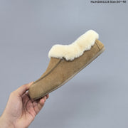 UGG Classic Mini Dipper Suede Slippers with Faux-Fur Trim