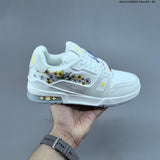 Louis Vuitton Low-Top Sneakers in White with Floral or Black Trim