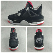 Jordan 4 Retro Sneaker in Black, Red and White