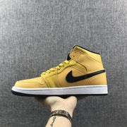 Air Jordan 1 Mid Yellow Ochre Black Sneakers 554724-700