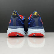 HOKA Clifton 9 Running Shoes in Navy, Red and Yellow