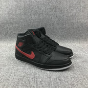 Air Jordan 1 Mid Black and Red Sneakers 554724-045