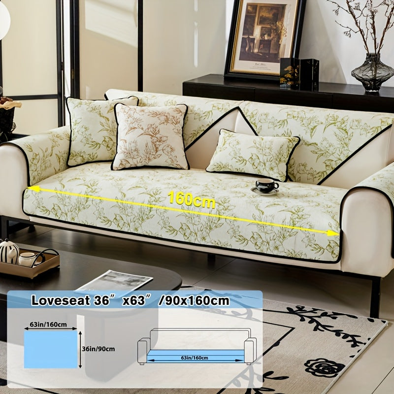 1pc of Chenille Sofa Cushion, a New High-Quality, Dust-Resistant Seat Cushion with Backrest Towel, Suitable for All Seasons, Universally Anti-Slip And Resistant to Cat Scratches, Machine Washable And Can Also Be Hand Washed