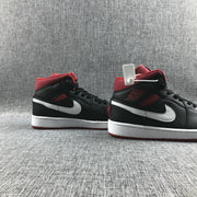 Jordan 1 Mid Black Red Canvas-Style Sneakers 554724-020