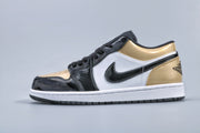 Jordan 1 Low Gold Toe Black and Metallic Gold Sneakers