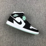 Air Jordan 1 Mid Sneakers Black White Mint BQ6931-103