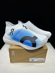 On Cloudboom Strike LS Running Shoes, White and Blue