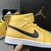 Air Jordan 1 Mid Yellow Ochre Black Sneakers 554724-700