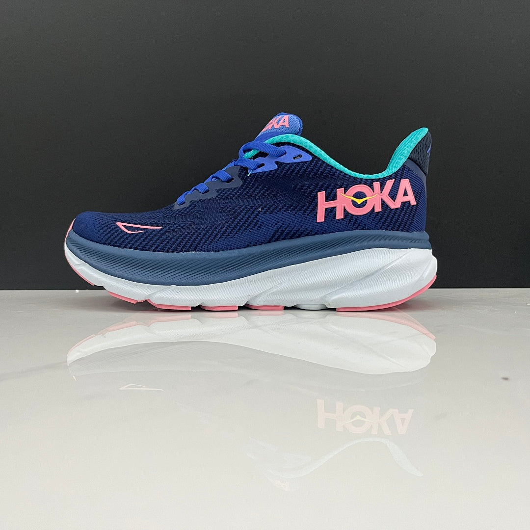 HOKA Clifton 9 Running Shoes in Navy and Light Blue